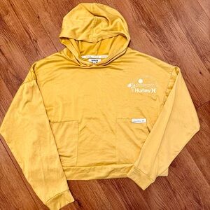 Women's Golden Yellow Hurley hoodie with pockets. Size Large.